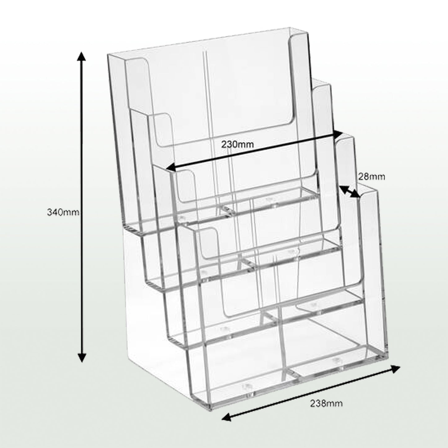 DIN A4 Prospektständer 4-Fächer